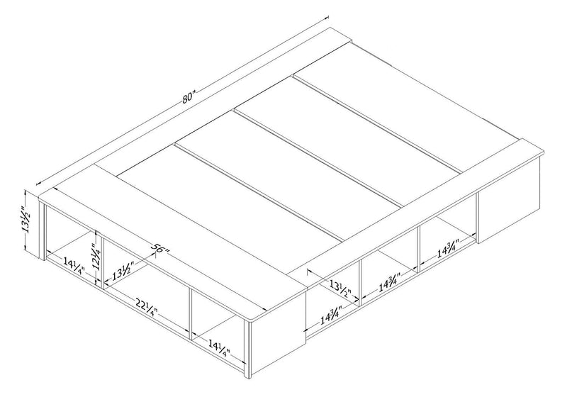 Everley Platform Bed with Built-in Storage & Baskets, Two-Tone - Full Size 