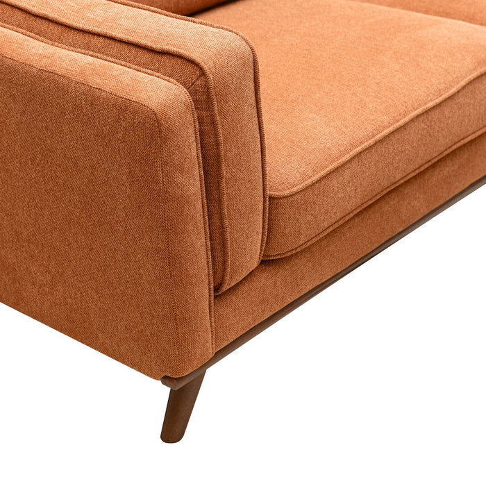 Kort & Co. Kassia 80\" Orange Linen-Look Fabric Condo-Size Sofa with Wood Base and Legs