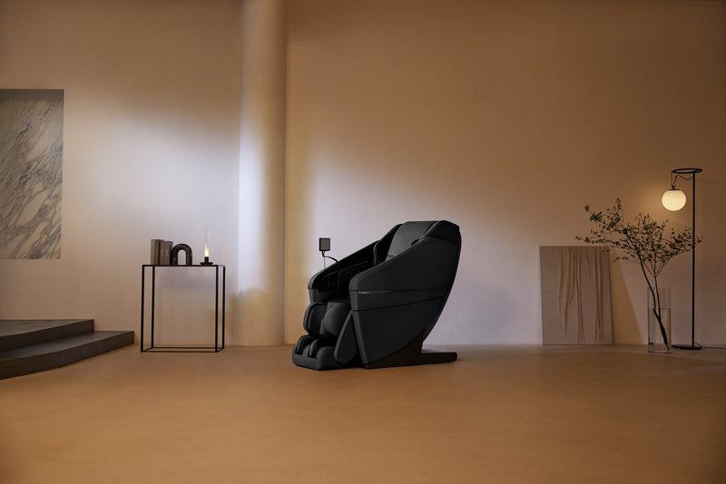 Panasonic Real Pro ULTRA Prestige™ 33.5\" Black High-Quality Synthetic Leather Reclining Massage Chair 