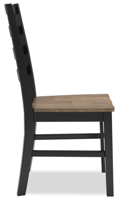 Raven Dining Chair, Slat-Back - Two-Tone Black & Brown