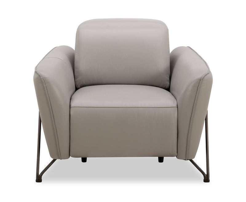 Riviera Top-Grain Genuine Leather Power Reclining Chair - Light Grey