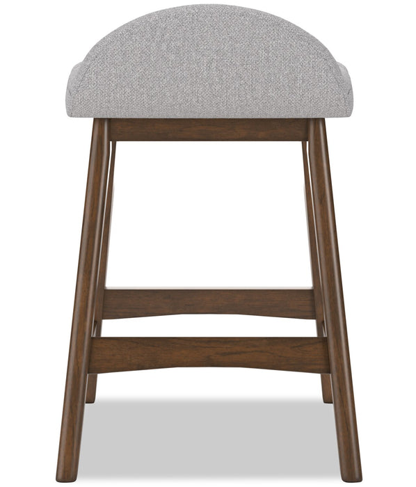 Jovi Counter-Height Stool with Linen-Look Fabric, 24\"H, Wood - Grey 
