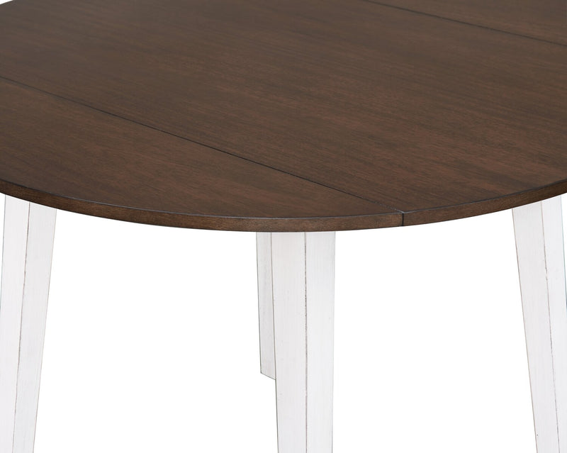 Bryn Drop-Leaf Dining Table, 42\" Round - Two-Tone White & Brown