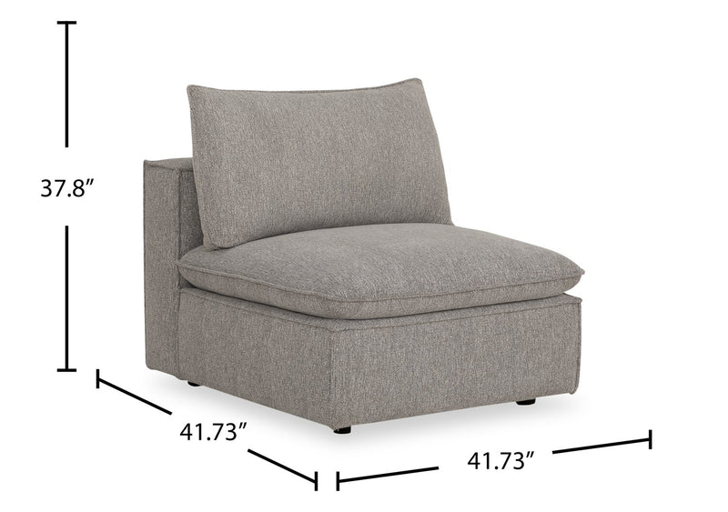 Fusion Modular 33.46\" Silver Grey Chenille Fabric Armless Chair with Removable Feather Down Cushion