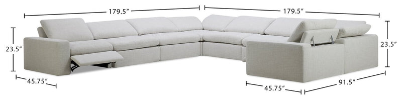Sky Modular 8-Piece Fabric Power Reclining Sectional with Removable Feather Down Cushions -Nathan Wheat