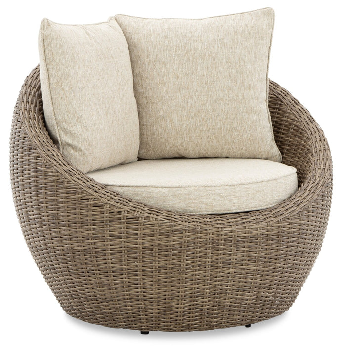 Lume Outdoor Patio Set of 2 Chairs - Resin Wicker & Nuvella Fabric , UV & Weather Resistant - Natural/Beige 