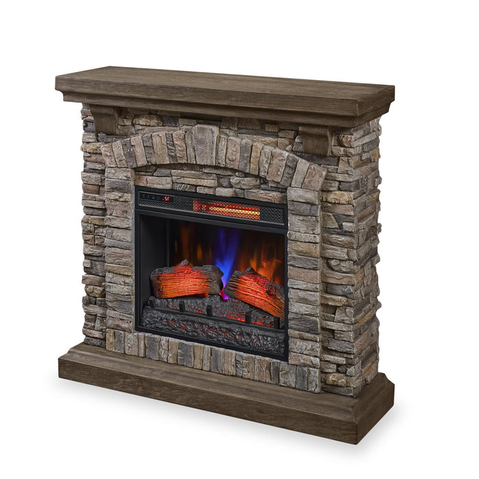 Montana 43.5” Rustic Electric Fireplace - Grey Stone