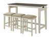 Nyles 60\" Contemporary Console Table with 3 Counter-Height Stools and USB Ports- Buttermilk