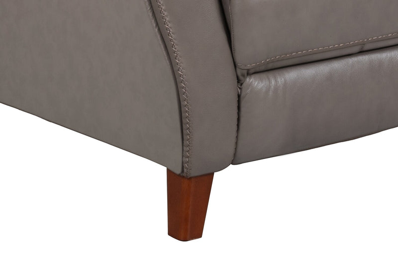 Natalie 32.5\" Grey Top-Grain Genuine Leather Pushback Reclining Chair with Wood Legs