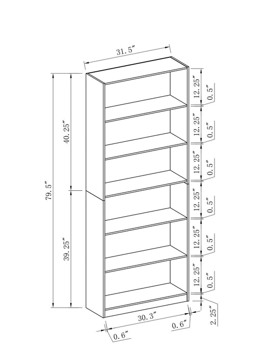 Simon 31.5\" 6-Shelf Bookcase - Black