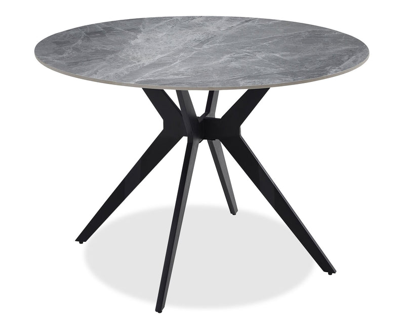 Luka Dining Table with Sintered Stone Top, Metal Base - 43.5\"W Round – White
