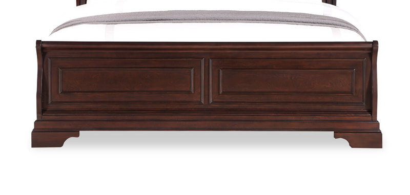 Marco Panel Bed with Headboard & Frame, Cherry Brown - King Size 