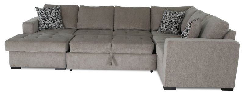 Legend 4-Piece Left-Facing Chenille Sleeper Sectional - Platinum 