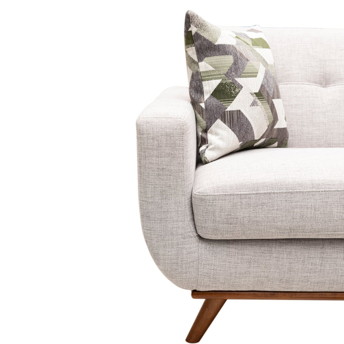Kort & Co. Freeman 80” Dove White Linen-Look Fabric Condo Size Sofa with Wood Base and Legs