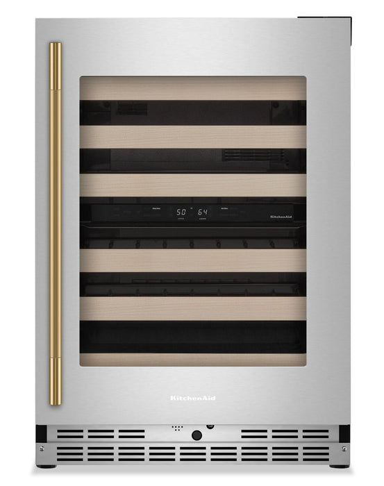 Kitchenaid® 24\" Undercounter Wine Cellar with Full-Extension Wood-Front Racks - KUWR524SPS