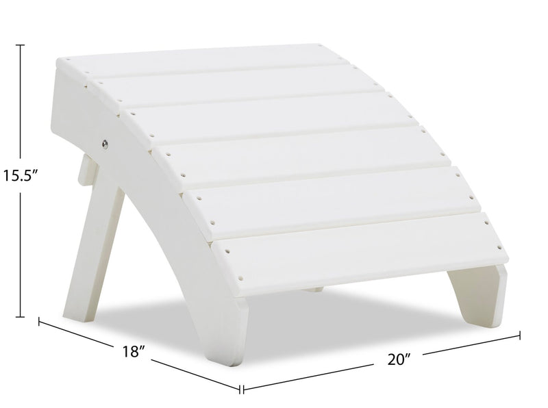 Bask Outdoor Patio Ottoman - High Density Plastic, UV & Weather Resistant - White 