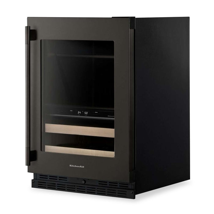 KitchenAid 24\" Beverage Centre with Wood-Front Racks – Black Ore - KUBR524SBE