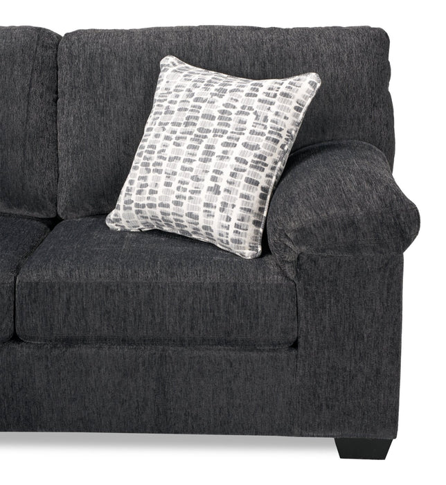 Made in Canada Morgan 2-Piece Left-Facing Chenille Fabric Condo Size Sectional with Accent Pillows - Grey