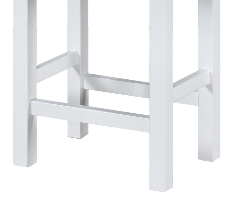 Noah 60” Modern Sofa Table with 3 Counter-Height Stools and USB Ports - White