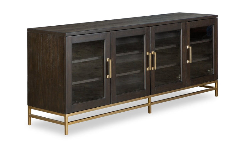 Cresset 70” Modern Solid Wood TV Stand with Storage and Cable Management for TVs up to 75\" - Coffee