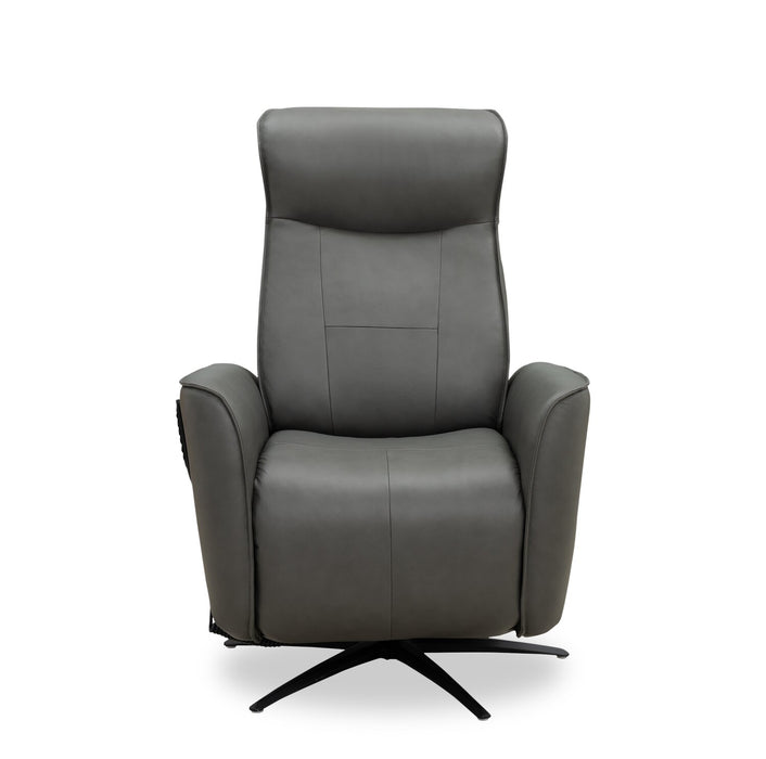 Serene 31\" Grey Genuine Leather Power Reclining Massage Chair with Power Headrest and Heated Seat