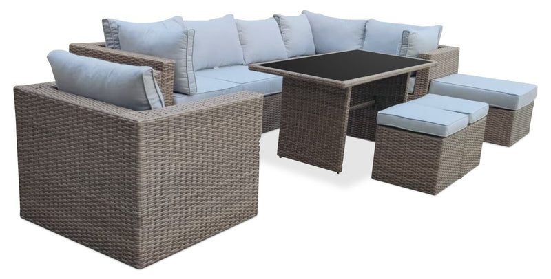 Naples 2-Piece Patio Ottoman Set - Grey