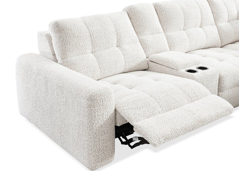 Scott Living Elevate Modular 6-Piece L-Shaped Chenille Fabric Power Reclining Sectional with Storage Console - Beige 