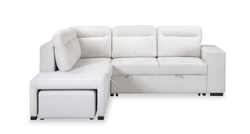 Primo Coast 3-Piece Left-Facing Ivory White Fabric Sleeper Sectional with Storage Chaise and Storage Armrest