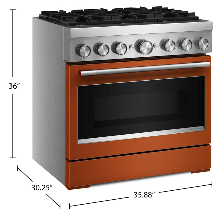 KitchenAid 5.1 Cu. Ft. Dual Fuel Range with No Preheat Air Fry – Scorched Orange - KFDS936SSC