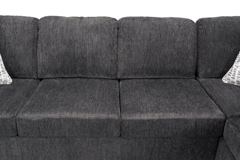 Made in Canada Morgan 2-Piece Right-Facing Chenille Fabric Sectional with Sofa and Accent Pillows - Grey