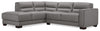 Citadel 2-Piece Left-Facing Top-Grain Genuine Leather Sectional with Wood Legs - Grey 