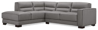 Citadel 2-Piece Left-Facing Top-Grain Genuine Leather Sectional with Wood Legs - Grey 