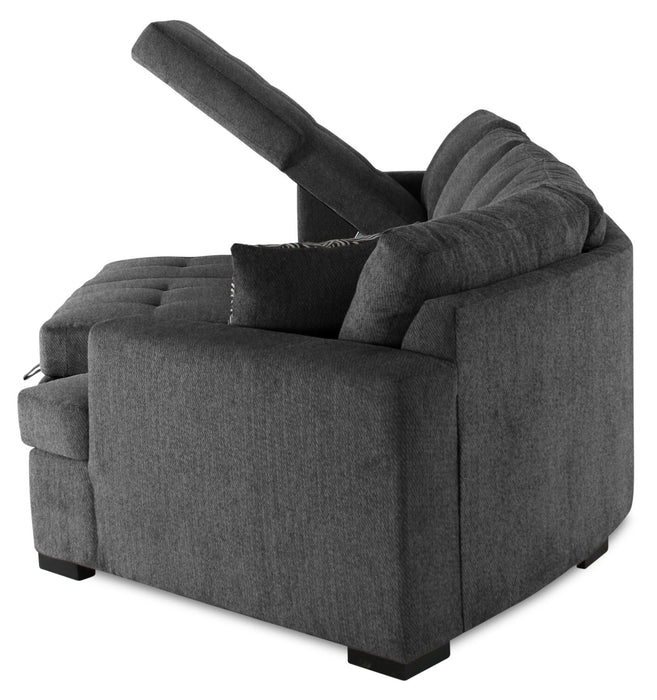 Legend 3-Piece Right-Facing Chenille Cuddler Sleeper Sectional with Chaise - Pepper 