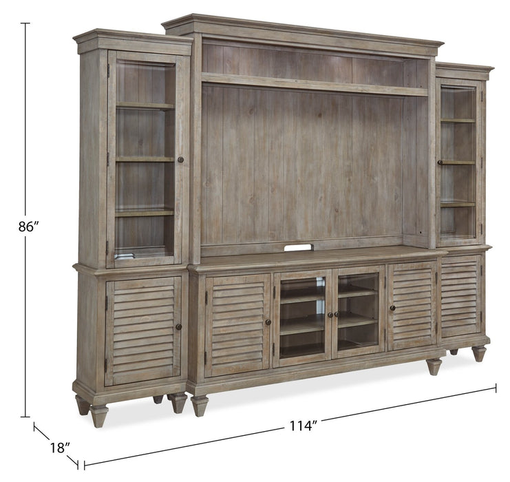 Baron 114\" Rustic 4-Piece Pine Entertainment Centre with Storage and Cable Management for TVs up to 70” 