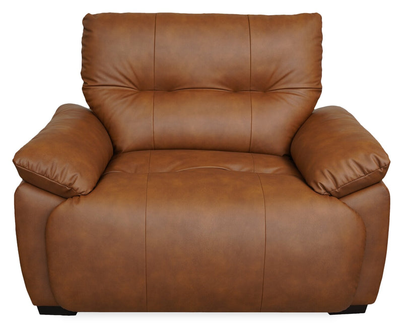 Bello 51.6\" Leather-Look Fabric Power Reclining Chair with Power Headrest- Brown