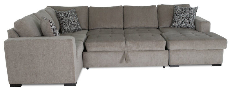 Legend 4-Piece Right-Facing Chenille Sleeper Sectional - Platinum 