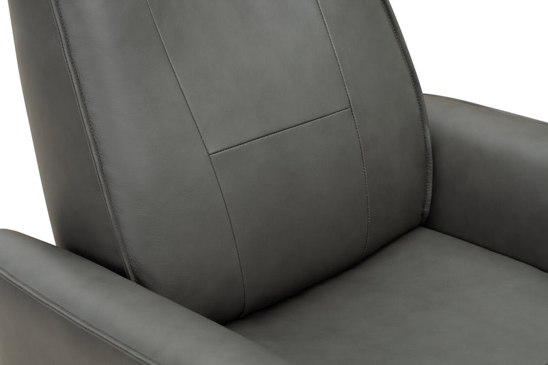 Serene 31\" Grey Genuine Leather Power Reclining Massage Chair with Power Headrest and Heated Seat