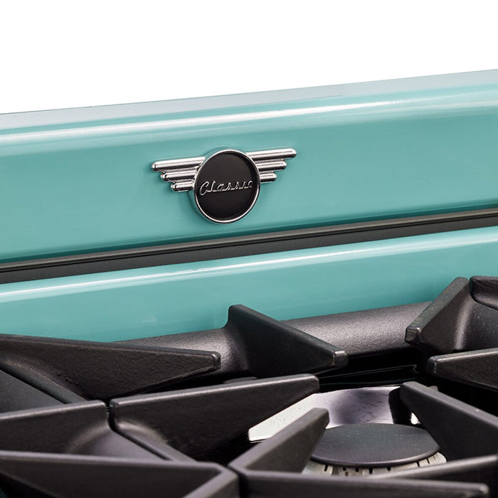 Classic Retro by Unique 36\" 5.2 Cu. Ft. 6-Burner Gas Range with Convection - Ocean Mist Turquoise - UGP-36CR T