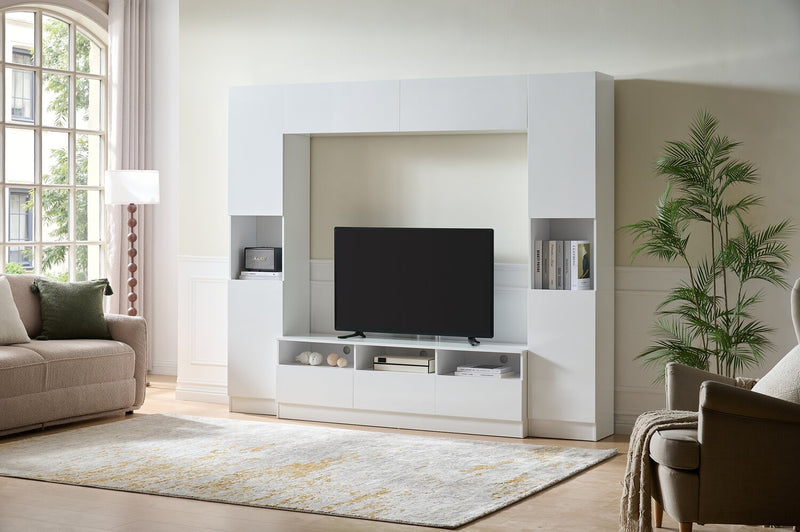 Celine 94.5\" 4 – Piece Entertainment Centre with Storage and Cable Management for TVs up to 58\" - White
