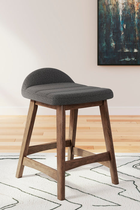 Jovi Counter-Height Stool with Linen-Look Fabric, 24\"H, Wood - Charcoal 