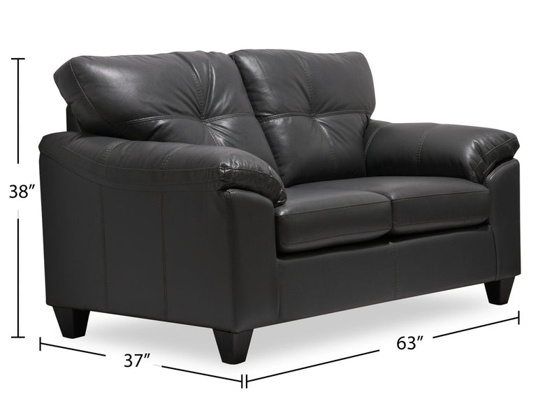 Made in Canada Addison 63\" Leather-Look Fabric Loveseat with Removable Seat Cushions and Tufting - Grey 