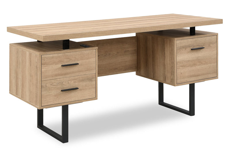 Winslow 60\" Desk with 3-Drawers - Black