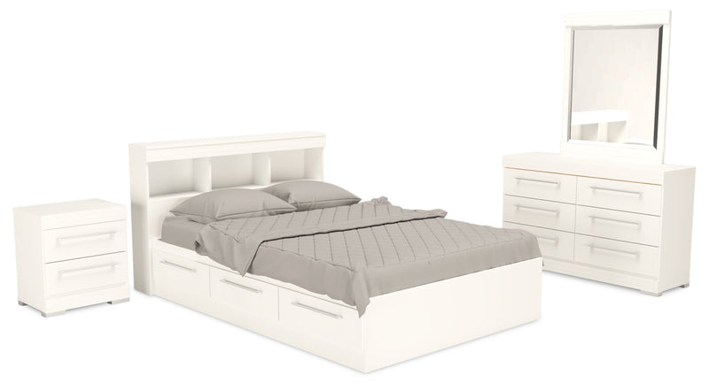 Riley 6-Piece Full Mates Bed with Headboard Bedroom Set – White