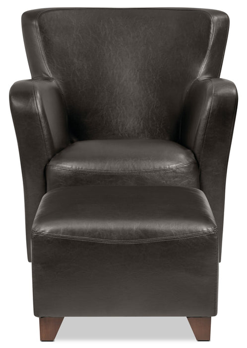 Zello Faux Leather Ottoman - Brown