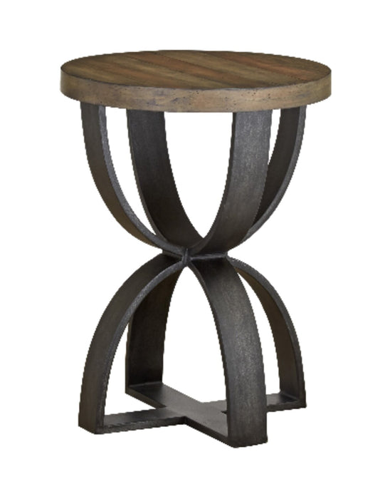 Brewer 20” Industrial Solid Wood Round End Table - Rustic Honey
