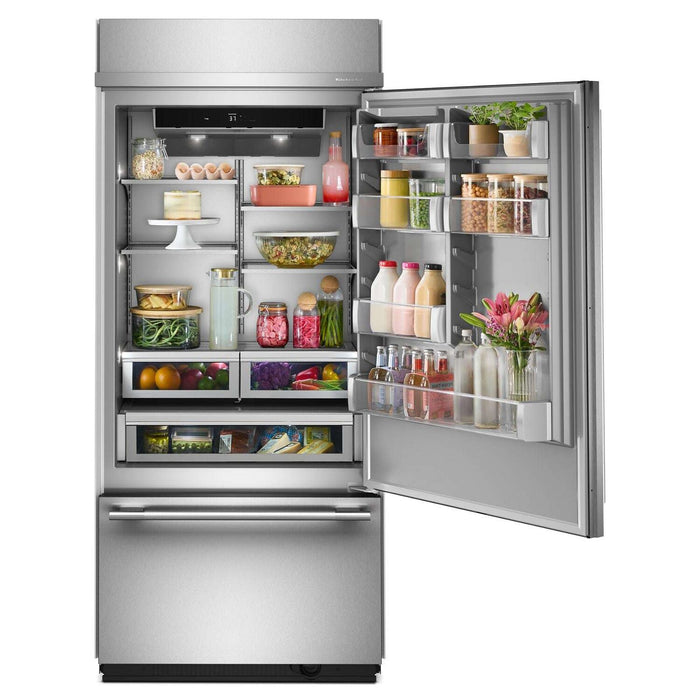 KitchenAid 36\" 20.8 Cu. Ft. Built-In Bottom Mount Refrigerator - PrintShield Stainless Steel - KBBR336SPS