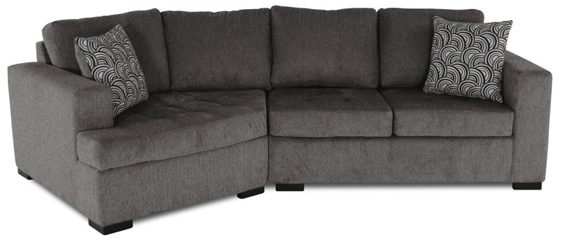 Legend 2-Piece Left-Facing Chenille Cuddler Sectional - Pewter