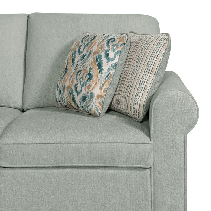 Scott Living Haven 3-Piece Left-Facing Chenille Fabric Sleeper Sectional with Storage Chaise - Seafoam Blue 
