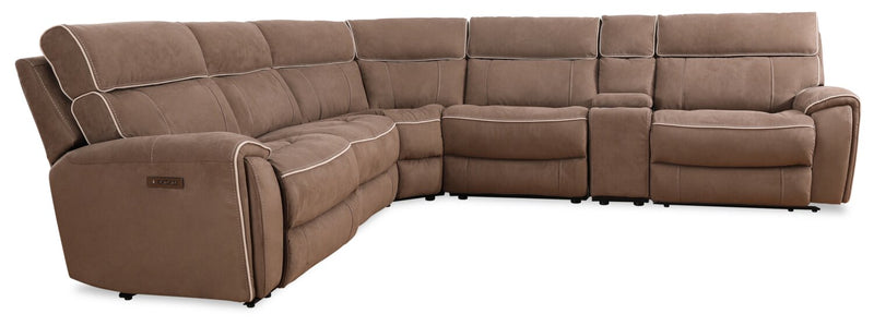 Newport 6-Piece Faux Suede Power Reclining Sectional – Taupe 