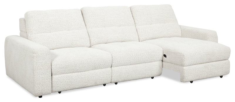Scott Living Elevate Modular 115\" Chenille Fabric Sofa with Power Sliding Chairs and USB Ports - Beige